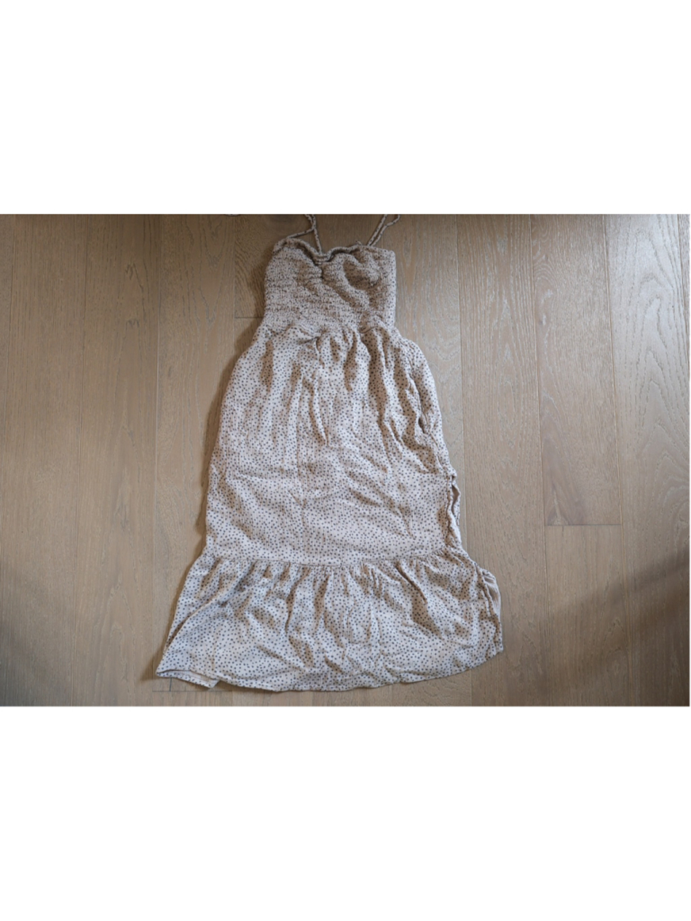 Abercrombie & Fitch Smocked Polka Dot Maxi Dress XXSP Beige